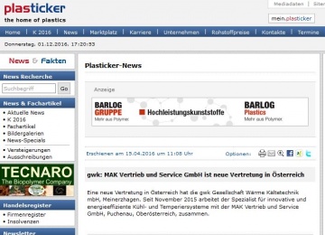 MAK Plasticker - Neue Vertretung von gwk seit 01.11.2015