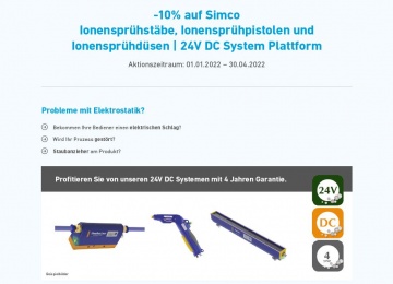 MAK Jubiläumsaktion -10% auf  Simco 24V Ionensprühstäbe, Düsen und Pistolen